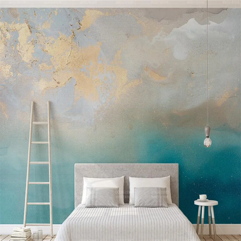 mar dourado textura mural parede passaros 02