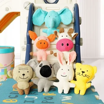 Cute Plush Toys Squeak Pet Cow Rabbit Animal Plush Toy Dog Chew Squeaky Whistling Involved Squirrel Dog Toys 4