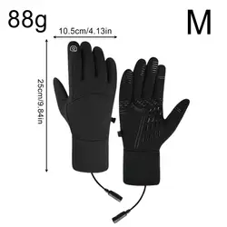 Thermal Touchscreen Winter Gloves - Non - Slip Electric Heated Gloves - M (Black)