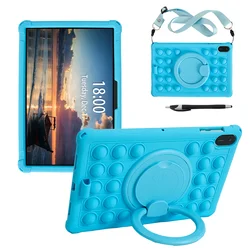 Rotatable Kids Safe Stand Case with Handle and Shoulder Strap for Honor Pad X8a 2024 (SkyBlue Strap - Pen)
