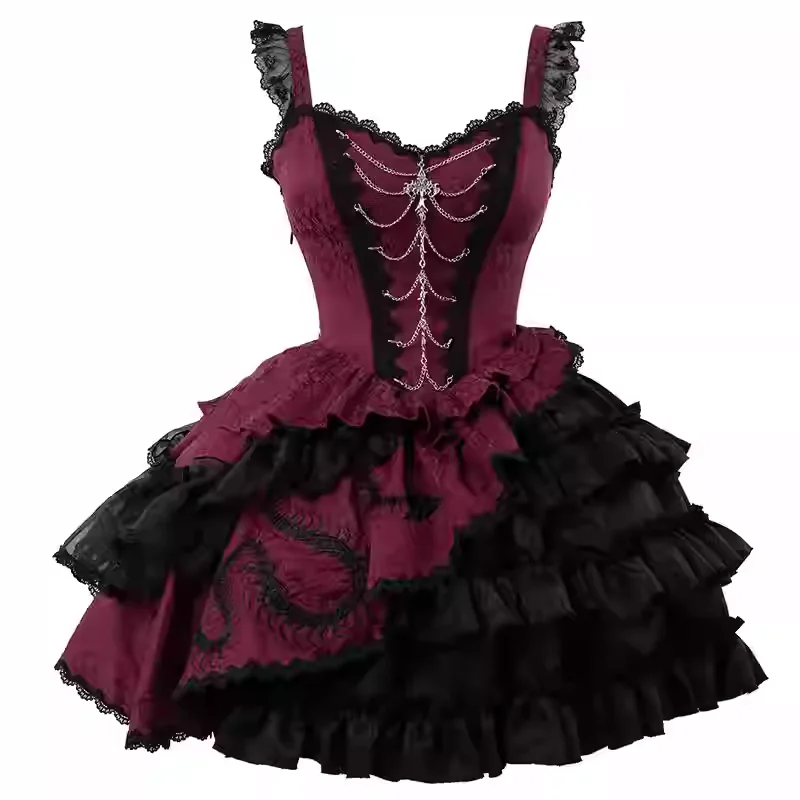 Women's Dark Gothic Lolita A-Line JSK Dress