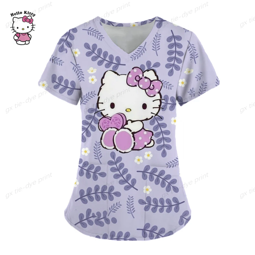 thumbnail image 1 of Camiseta Hello Kitty Camisetas Uniforme Enfermera Bolsillo Hello Kitty Cuello V Ropa Mujer Tops Hospital Top Mujer 2023 Uniforme Cuello, 1 of 5