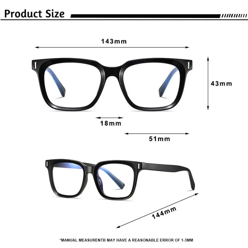 HBK Vintage Unisex TR90 Square Anti Blue Light Glasses Frame