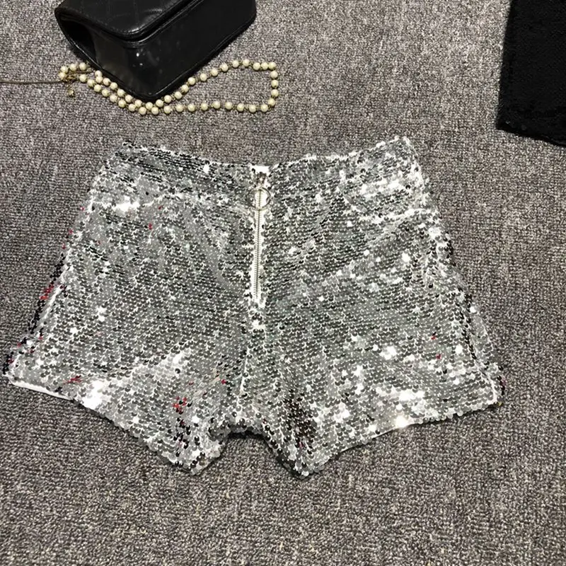 New Summer 2023 High-waisted Sexy Mini Shorts Glitter Sequin stage clothes women's Jazz Dance hot pants Spice Girl pants