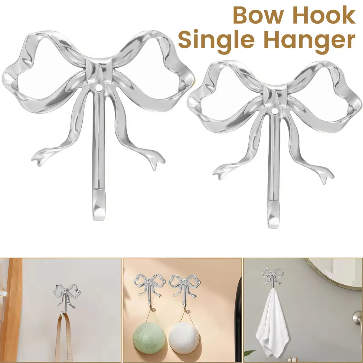 럭셔리 솔리드 브래스 활 모양 벽 Hook1/3/5Pcs 북유럽 레트로 침실 베란다 욕실 장식 코트 후크 의류 보관 솔루션
