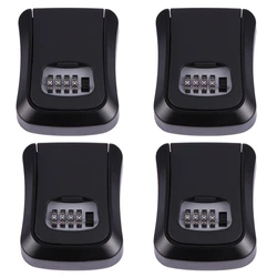 4X Black Password Key Lock Box Wall Mounted Zinc Alloy Key Box Weatherproof 4 Digit Combination Key Storage Lock Box