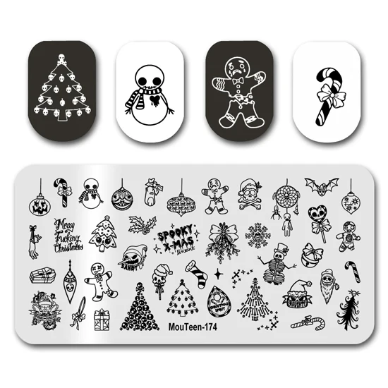 Nail Art Stamp MouTeen173 New Year Christmas Day Nail Plates Stamp Manicure Set For Nail Art Stamping 2