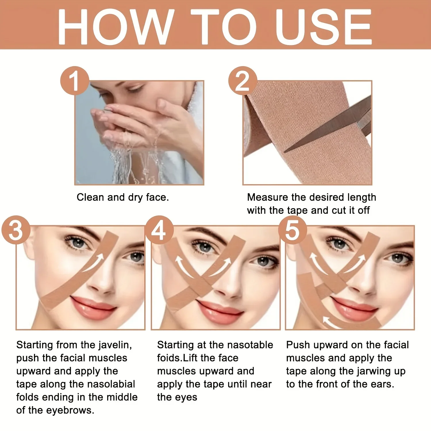 شريط إزالة تجاعيد الوجه والرقبة - ملصق وجه ناعم مت...