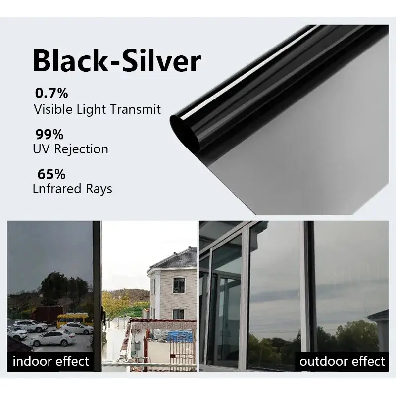 One Way Window Privacy Tint Film Anti Look Vinyl Mirror Self-adhesive Film Sun Blocking Anti UV Static Cling Stickers Home Decor - Image 11