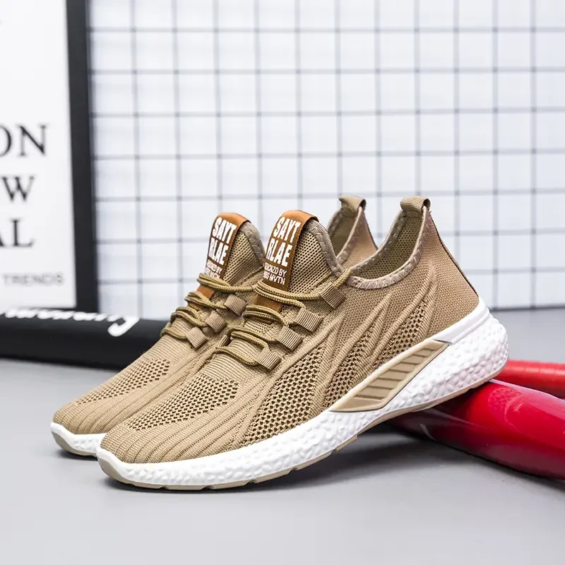 

Мужские удобные кроссовки, весенние сетчатые кроссовки на толстой подошве со шнуровкой, повседневные беговые кроссовки в Корейском стиле с круглым носком и нескользящей подошвой