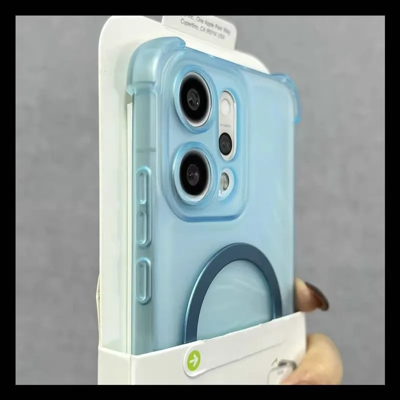 Magnetic Wireless Charging Shockproof Translucent Phone Case with Airbag Protection