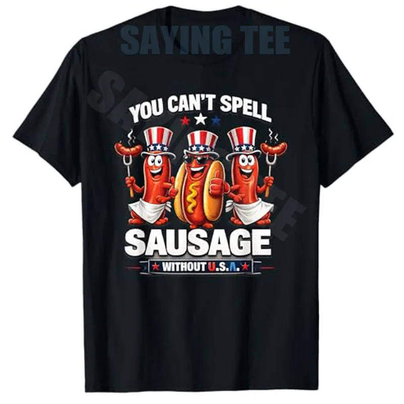 Du kannst die Wörter „Wurst ohne USA“ nicht aufreißen, wenn du das 4. Juli Amerika-Flaggen-T-Shirt Y2k „Stolzer Amerikaner“ mit patriotischem Grafik-Aufdruck für Herrenkleidung nennst.