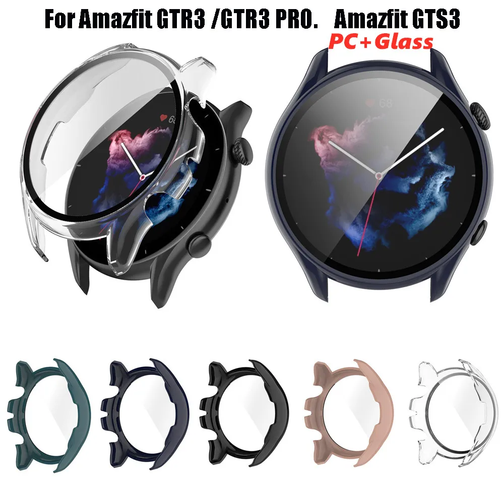 

PC Protective Case + Tempered glass Screen Protector for Huami Amazfit GTR3 GTR 3 Pro GTS3 GTS 3 Cover Smart Watch Bumper Shell