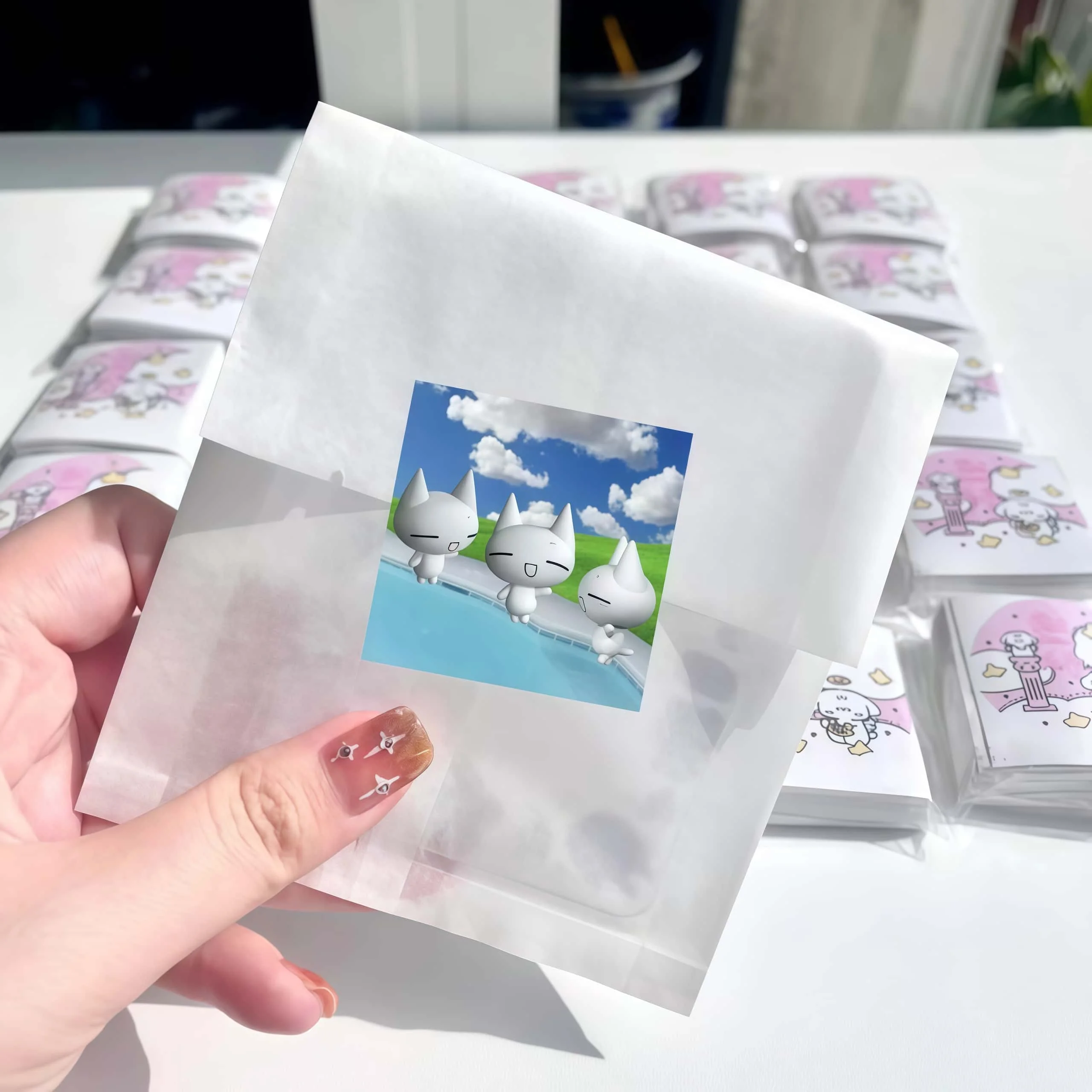 500Pcs Cute 3D White Cat Stickers, Retro Cartoon Kitten Pattern Label Stickers, Aesthetic Decor for Journal Packaging DIY