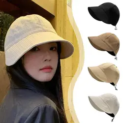 Foldable Summer Sun Hat Wide Brim Women Bucket Hat Girl Lady UV Protection Adjustable Outdoor Beach Panama Caps Ponytail Caps