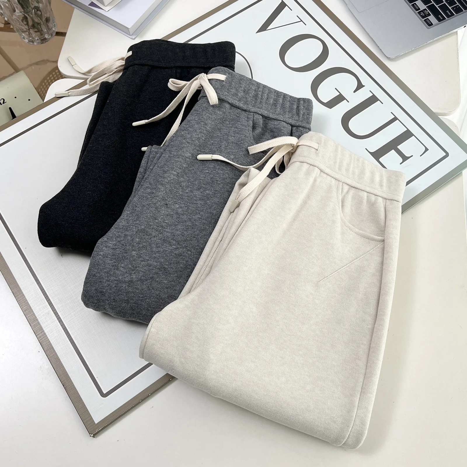 XXXXL Fashion Plus Size Women's Straight Pants Autumn And Winter New Style Simple Thickened Casual Trousers 042