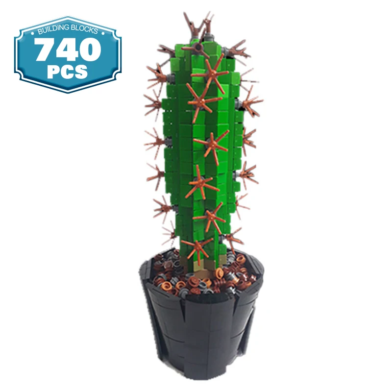 

MOC Saguaroed Cactus Potted Bonsai Succulent Flower Plant Building Blocks DIY Creative Brick Home Decoration Children Toys Gifts