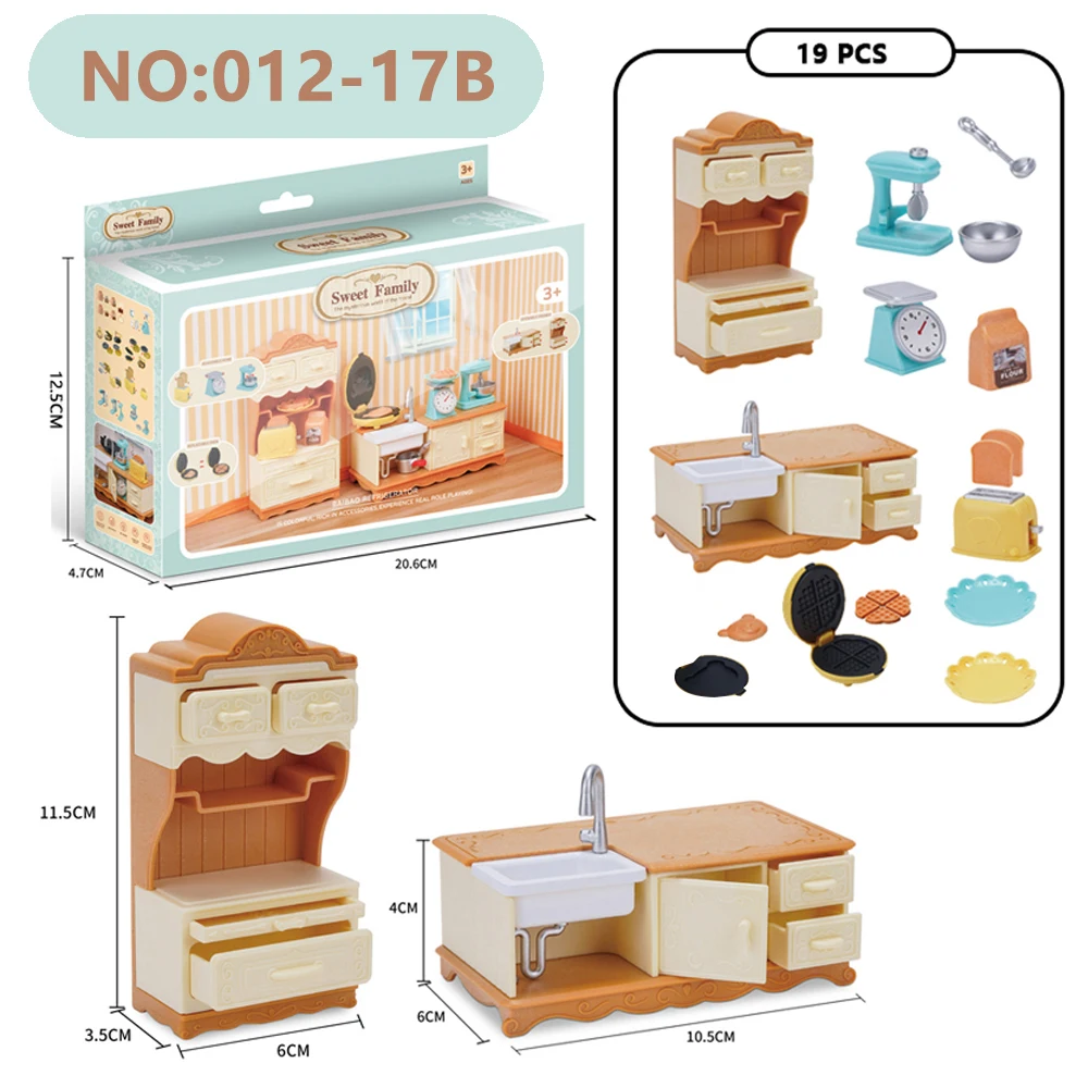 thumbnail image 1 of Forest Family 1/12 Kitchen Furniture Bathroom Bedroom Bakeware Sets Miniature Model Dollhouse Accessories Refrigerator Girl Gift, 1 of 5