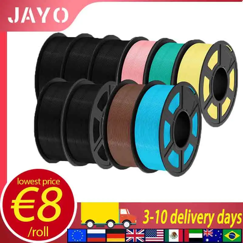 

JAYO 3D Printer PLA PLUS Filament 1.75mm 10 Rolls 3D PLA+ Printing Materials Non-toxic 100% No bubblesfor 3D Printer&3D Pen