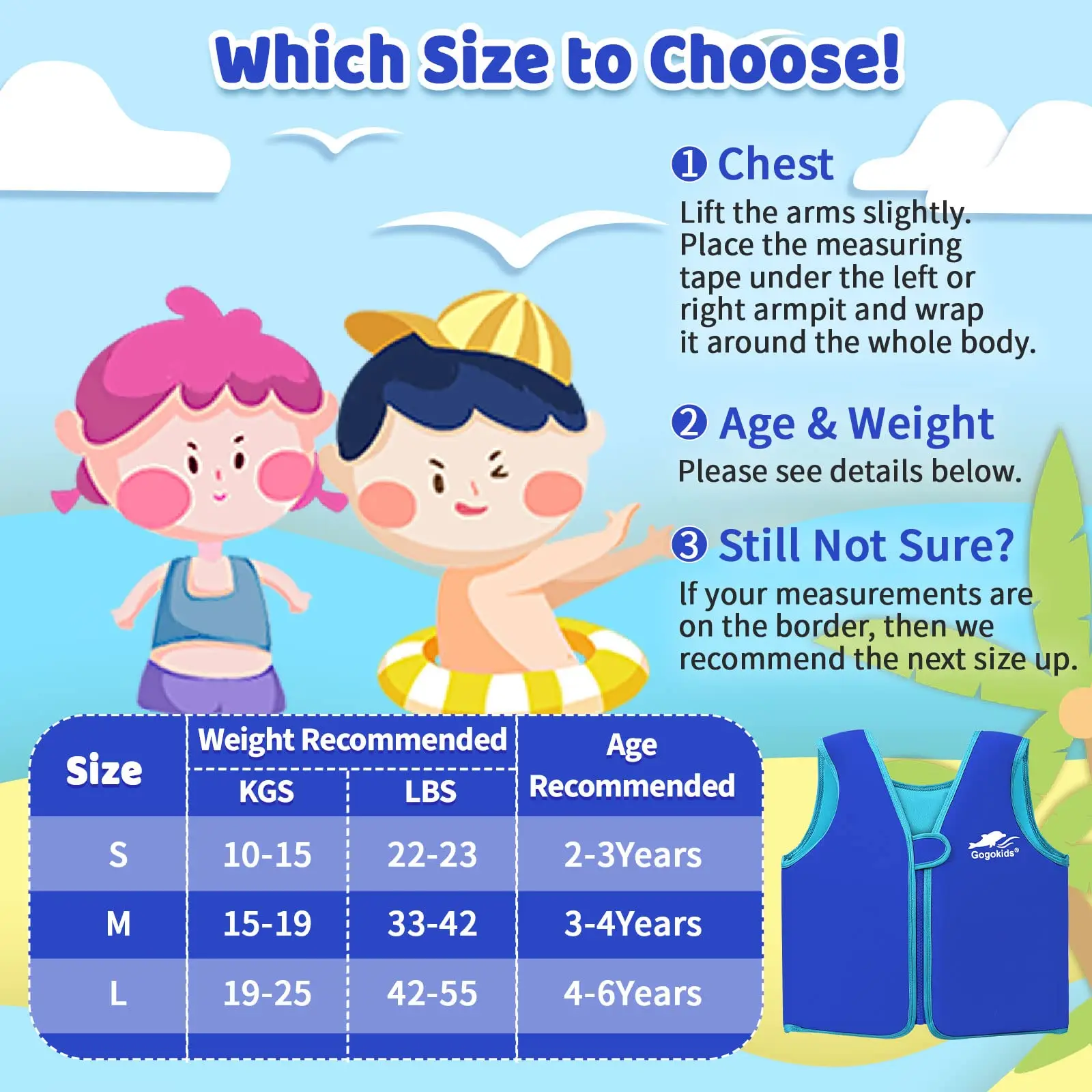 Kids Swim Vest Float Jacket Toddler Boys Girls Floatation Jacket Swimsuit for Swimming Learning Life Jacket