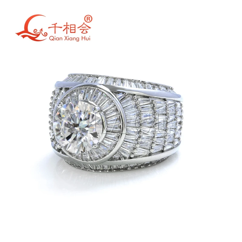 9 5mm small trapezoid round fan shaped ring eternity band s925 silver hip hop moissanite ring men women diamonds male jewelry 4ct 10mm round white Moissanite with Eternity trapezoid Ring Men Sterling 925 Silver hip hop  Male  Friends Gift Fashion Jewelry