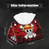 Custom One Piece Straw Hat Pirates Skull Tissue Box Holder Square Anime Manga PU Leather Facial Tissue Box Cover for Car Home 5