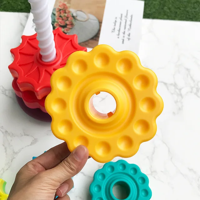 Rainbow tower 2022 New Popular Baby Stack Toy Color Spin Tower In  Big Size High Quality Gift For Kids Boy And Girl 5