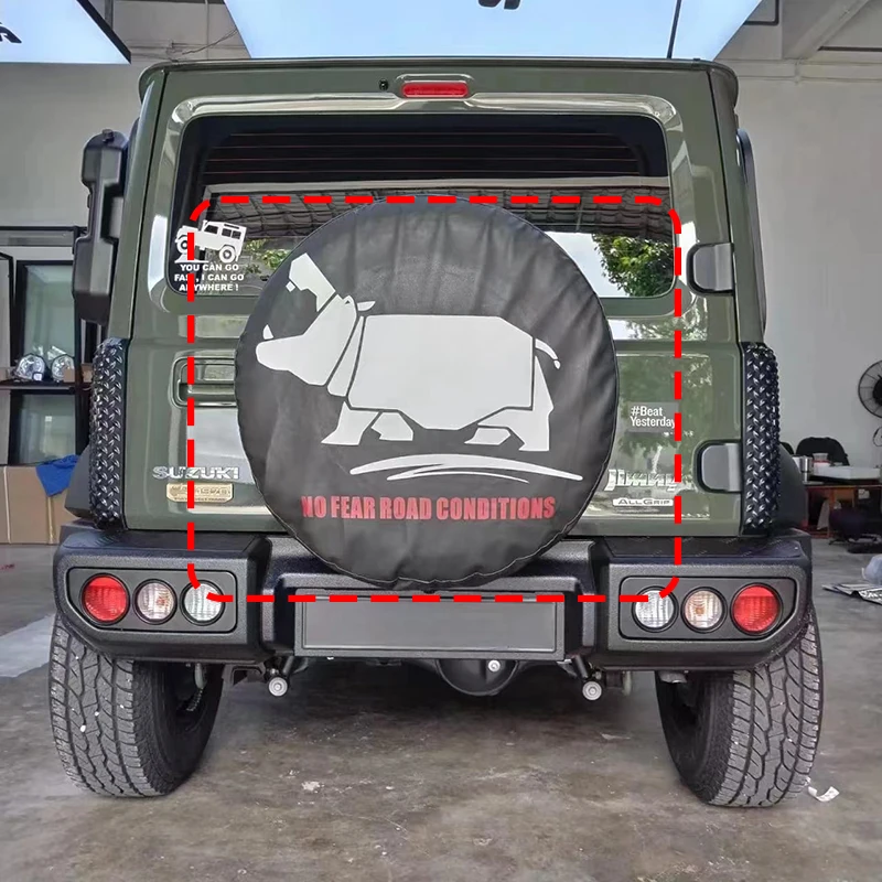 NMQDFRER Housse Roue De Secours De Voiture Pour Suzuki Jimny I 1998-2018,Cuir Housse Pneu De Rechange Coque Auto Enjoliveur Couvre-Roue Couverture Roue De Secours,14 Inch For Tyre (24"-27