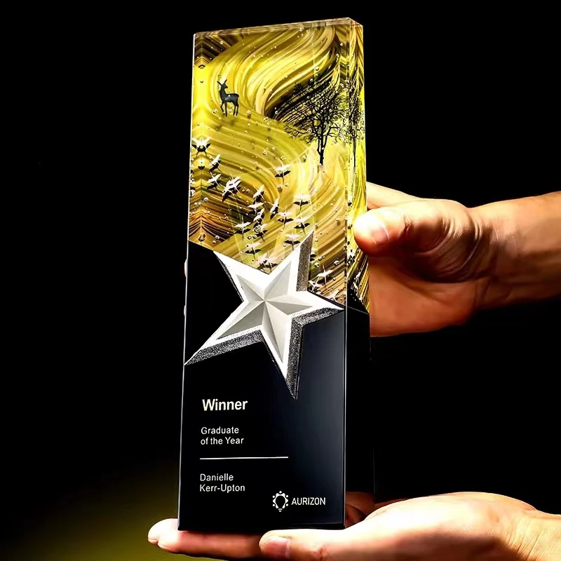 

High-end Customization K9 Crystal Trophy Figurine Color Printing LOGO Picture Sports Event Company Prize Party Souvenirs Gifts