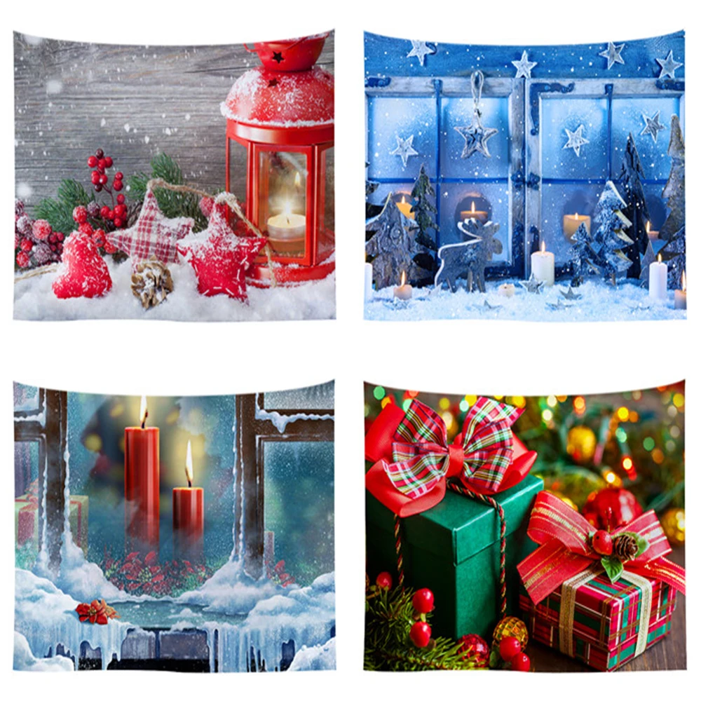 

Christmas Wall Tapestry Print Room Decor Backdrop Fabric Home Рождественский гобелен
