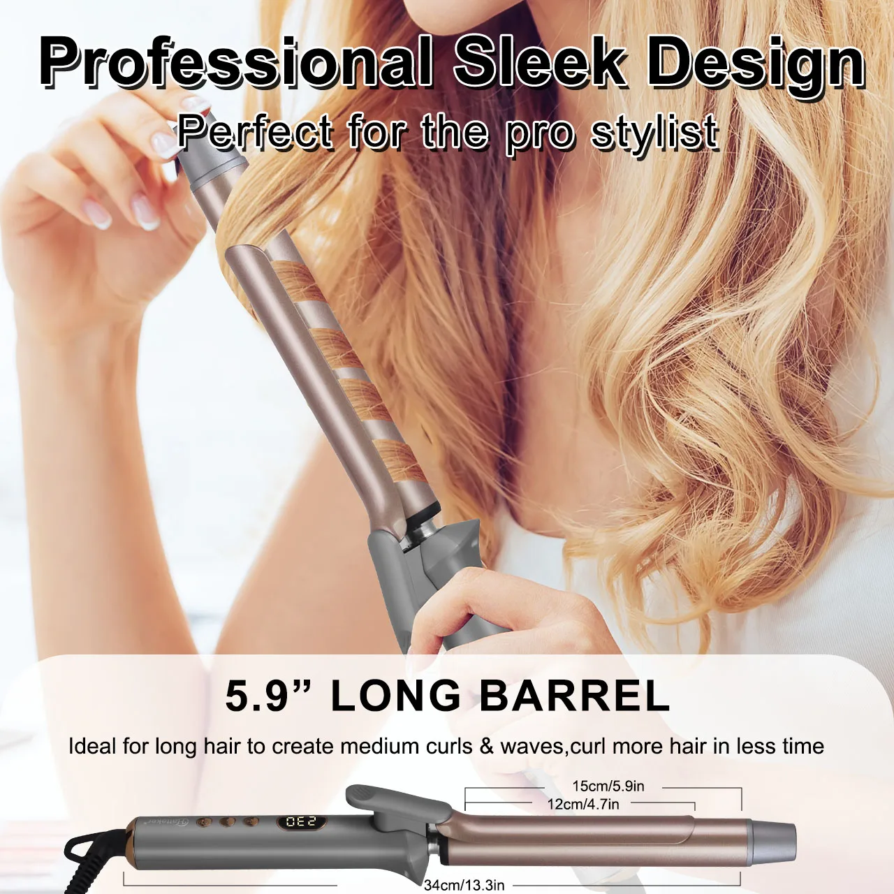 Hatteker Hair Curler Large Volume Does Not Hurt The Hair Perm Negative Ion 25mm Bangs Lasting Syling Electric Curling Iron