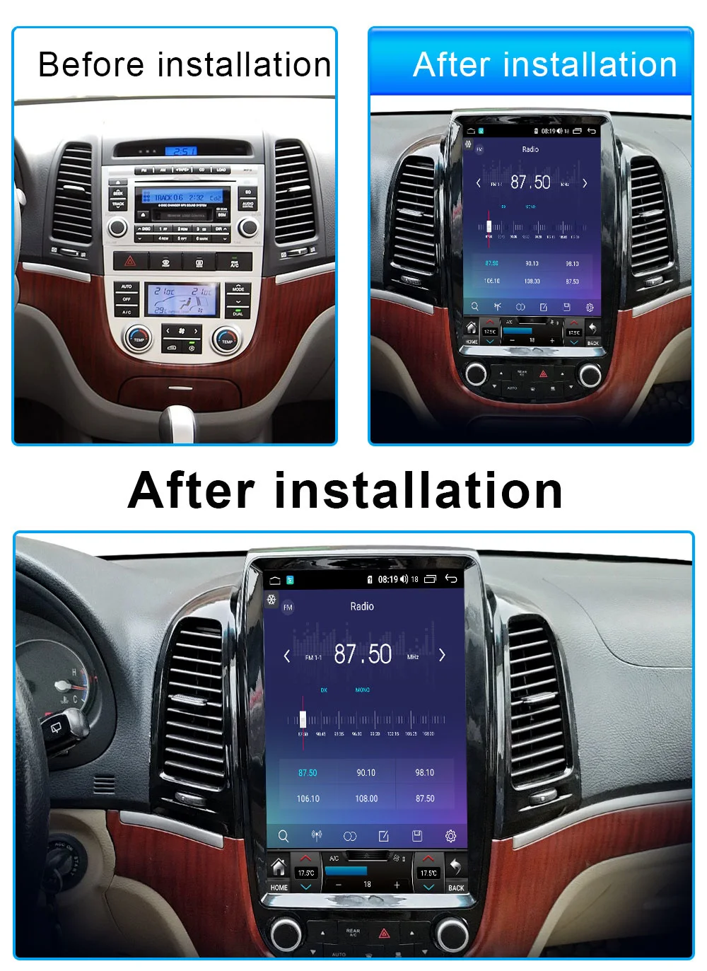 

Android 12.0 Car Radio For Hyundai Santafe 2006-2012 8G+256G Tesla Stlye GPS Navi Stereo Headunit Multimedia Player