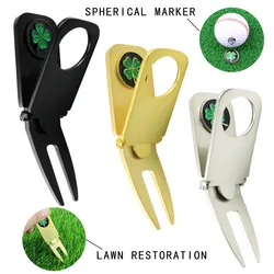 Ball Marker Putting Green Fork Divot Tool 6 in 1 Golf Pitchfork Clover Multipurpose Golf Green Fork Pitch Groove Cleaner