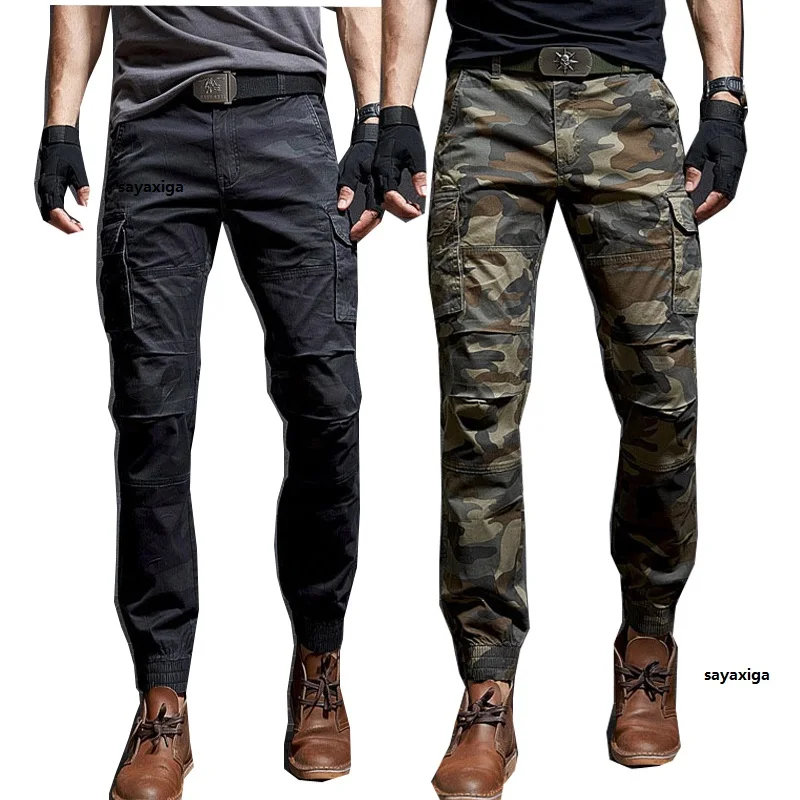 

Брюки-карго мужские камуфляжные, повседневные длинные штаны для бега, хлопковая уличная одежда, рабочая тактическая спортивная одежда, брюки 28-38