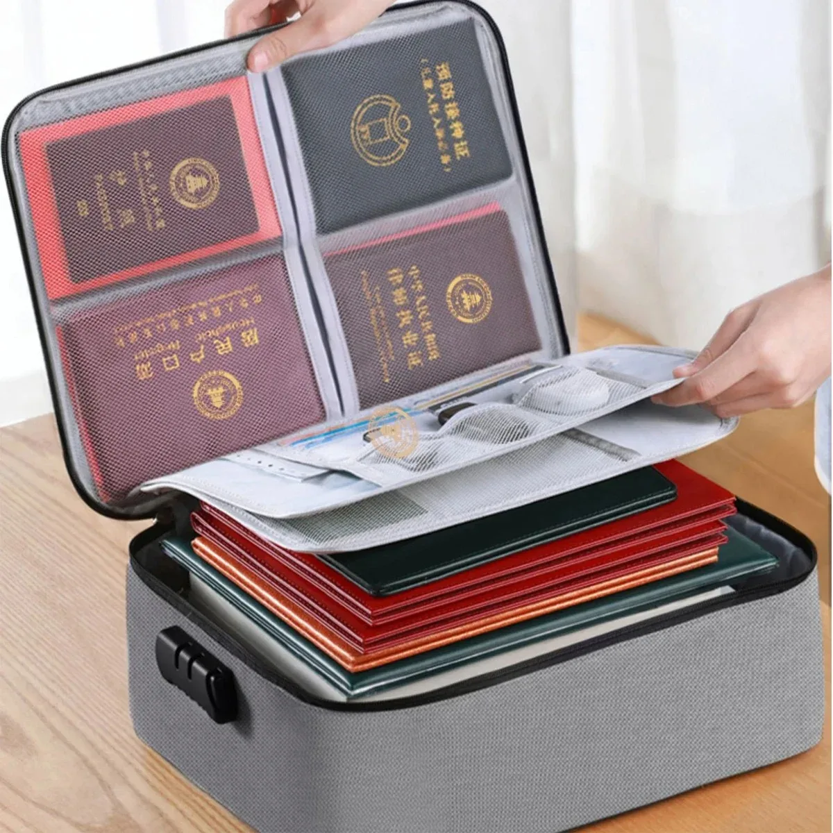 Multi-layer Multi-functional ID Storage Bag Simple Travel Passport Bag Family ID Storage Stationary Organizer Desk