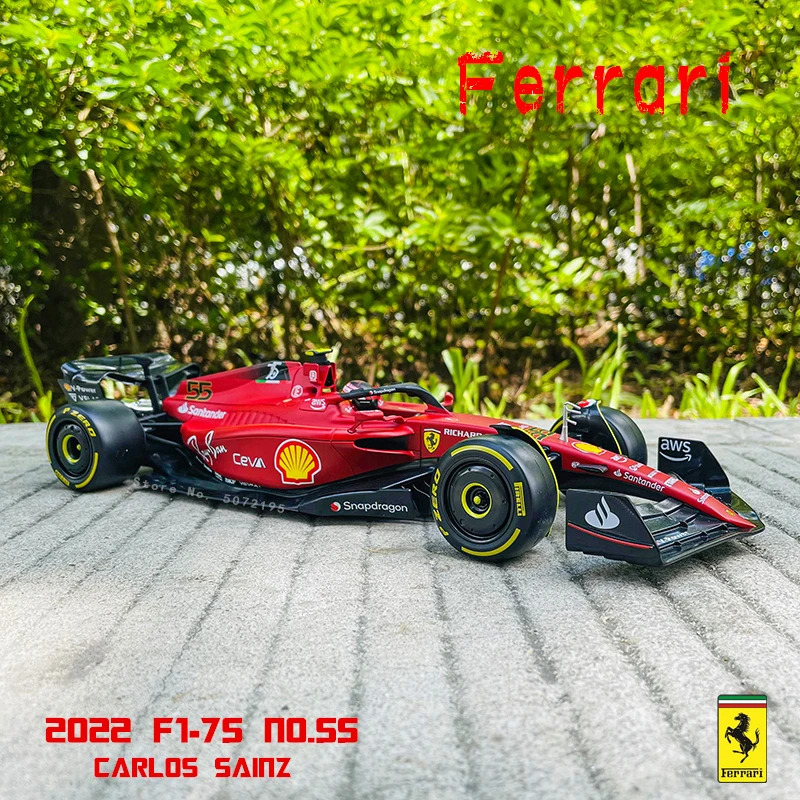 Bburago 1:18 Season F1 Ferrari F1-75 2022 #55 #16 Alloy Model Sebastian Vettel Racing Model Alloy Car Model Collect Gifts Toy bburago 1 43 f1 2019 ferrari sf90 with frame signed edition formula one racing alloy simulation car model collect gifts toy