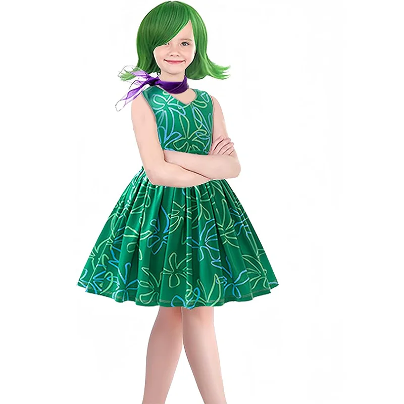 Cosplay Costume Kids Girls Dress Movie Disgust Cosplay Costume Kids Cartoon Flower Princess Dress Accessories Girls Halloween Christmas Carnival Party Dress Up