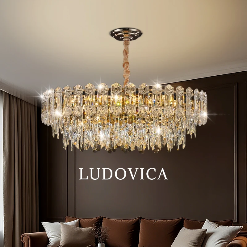 Modern Living Room High Ceiling Chandelier Crystal LED Chandelier Designer Nordic Dining Room Lamp Lighting 1