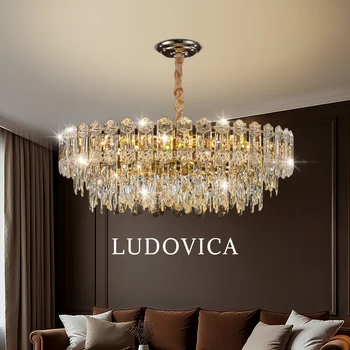 Modern Living Room High Ceiling Chandelier Crystal LED Chandelier Designer Nordic Dining Room Lamp Lighting 1