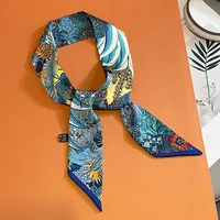 Retro Zebra Floral Print Skinny Silk Ribbon Scarfs Women Hairband Soft Satin Neckerchief Female Bag Ribbons Foulard Neck Ties 3
