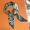 Retro Zebra Floral Print Skinny Silk Ribbon Scarfs Women Hairband Soft Satin Neckerchief Female Bag Ribbons Foulard Neck Ties 3