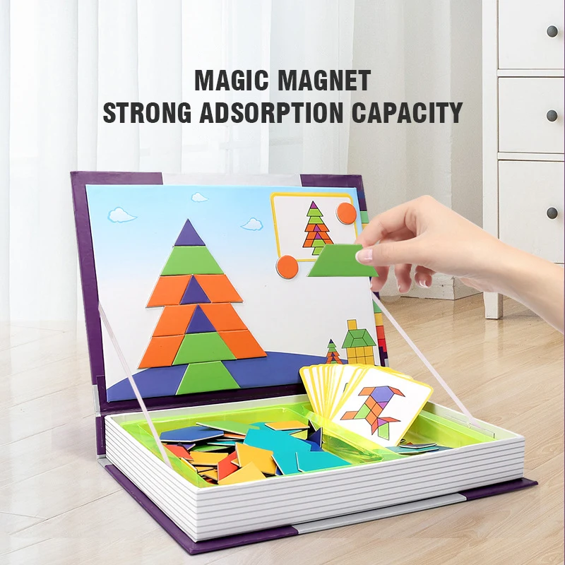 Montessori Children Intelligent Magnetic Book 3D Cartoon Puzzles Jigsaw Brain Training Game Educational Toys Kids Birthday Gift 3