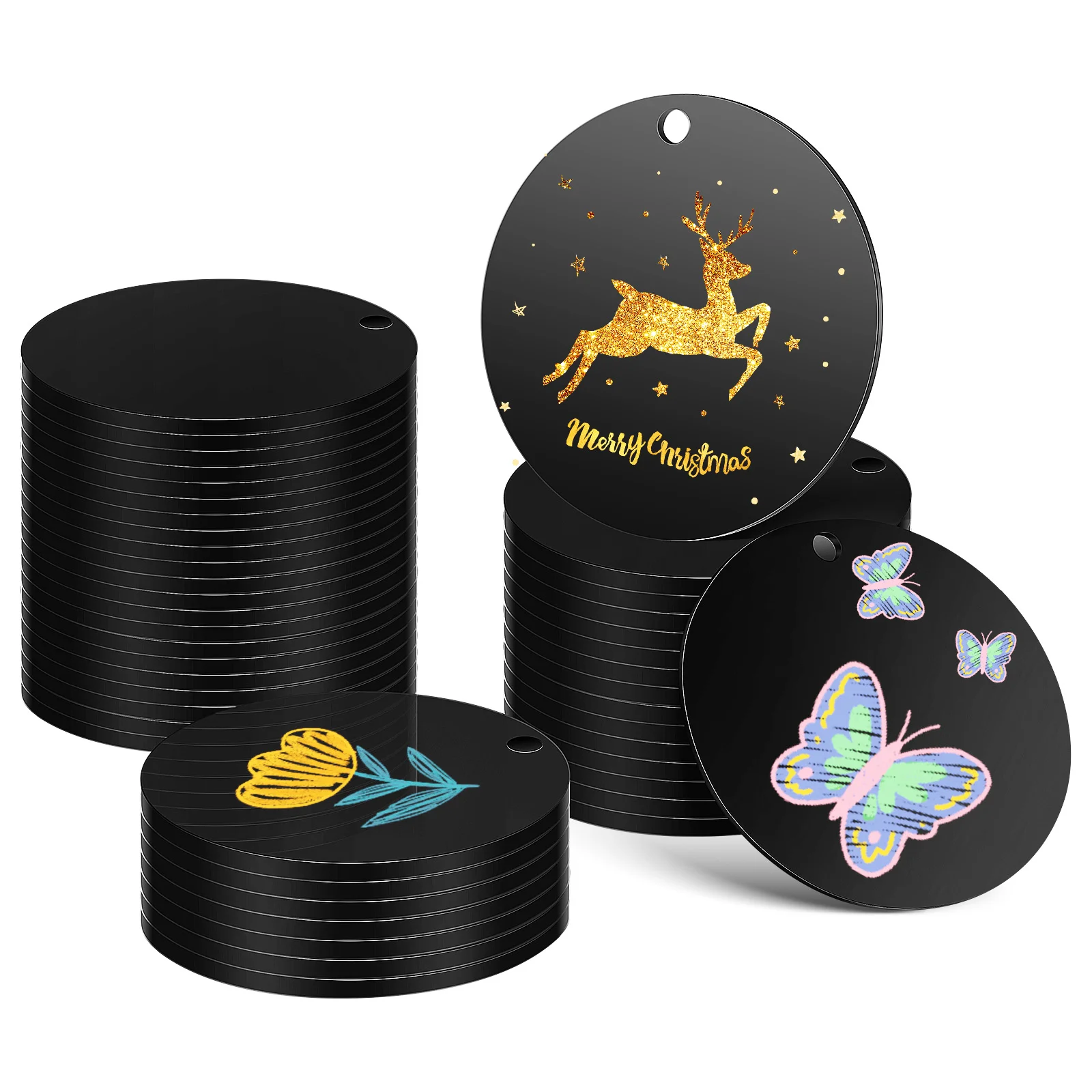 

50 Pcs Acrylic Blank Craft Blanks Wedding Keychain Pendant Hanging Ornaments Circle Decorative Disc