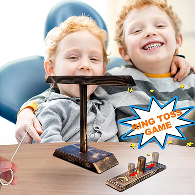 Ring Toss Games for Kids Adults Home Party Drinking Games Fast-paced Handheld Wooden Board Games Shot Ladder Bundle Outdoor Bars 5