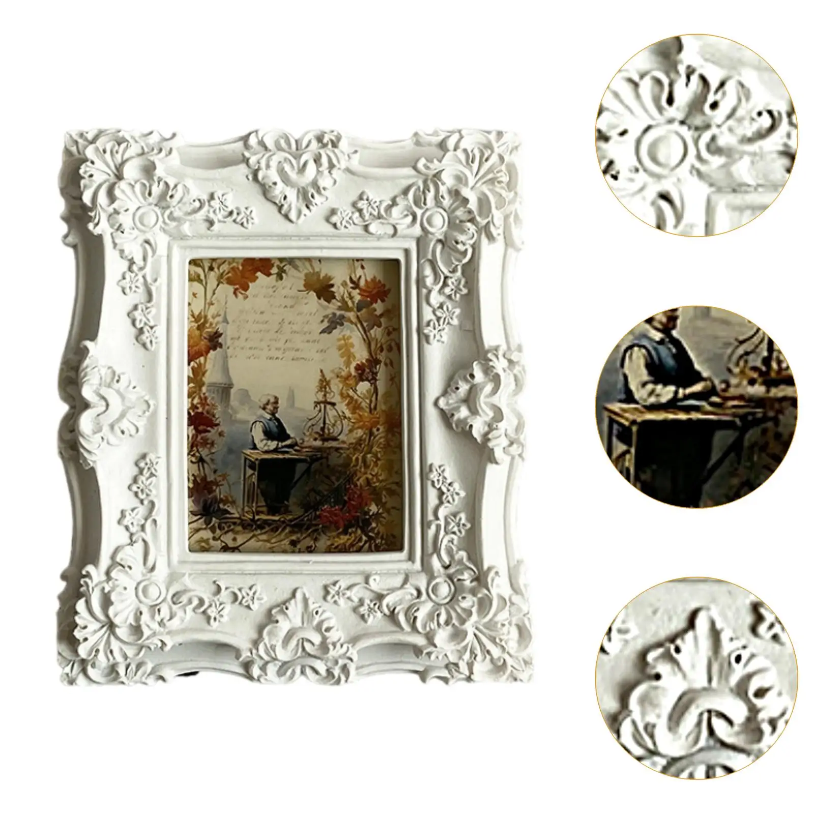 Cornice Vintage In Resina Con Intagli Floreali – 11,5x11,5 Cm, Multicolore, Per Foto E Decorazione Parete (Argento Antico)