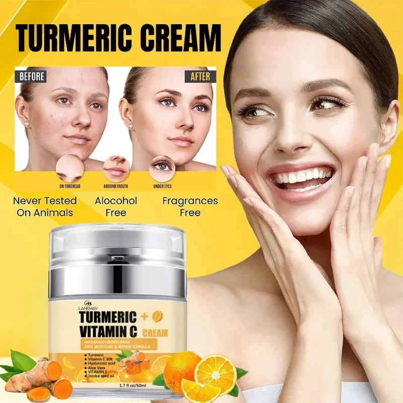 

Turmeric + 30% Vitamin C Face Glow Boosting Moisturizer Brighten Skin Repairing Fade Spots, Anti-Aging Facial Cream