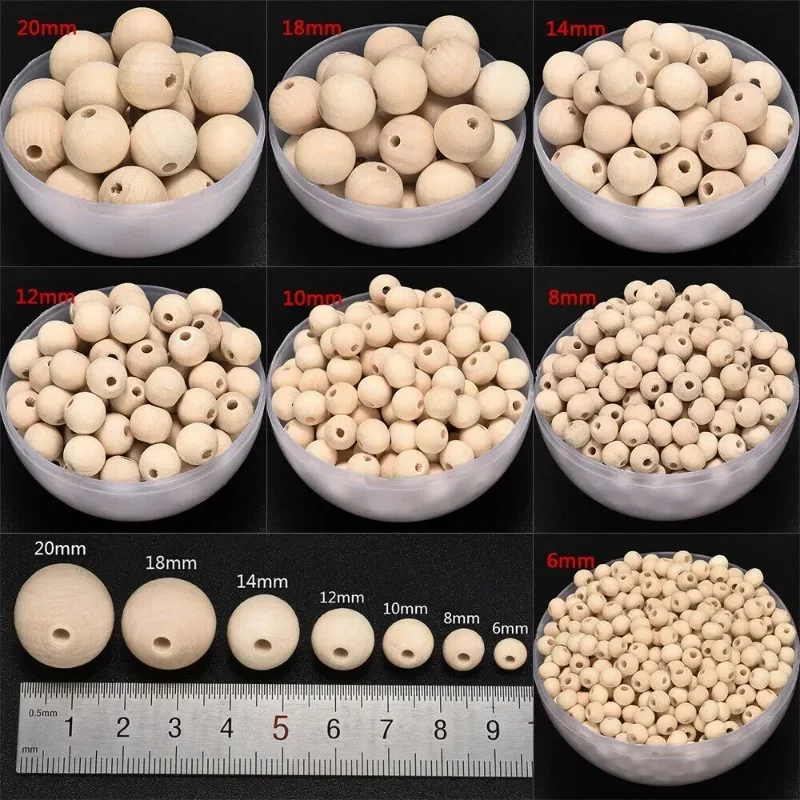 Natural Wood Beads 10/50/100/500pcs Large Hole Wooden Beads Pearl Lead-Free Balls For Macrame Jewelry Charms Crafts 8-20mm jewelry making supplies craft supplies