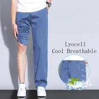 Jeans d'été en tissu Lyocell doux ultra-mince de haute qualité pour hommes, pantalons en denim droits adt, confortables, respirants, décontractés, fjM-5XL 4