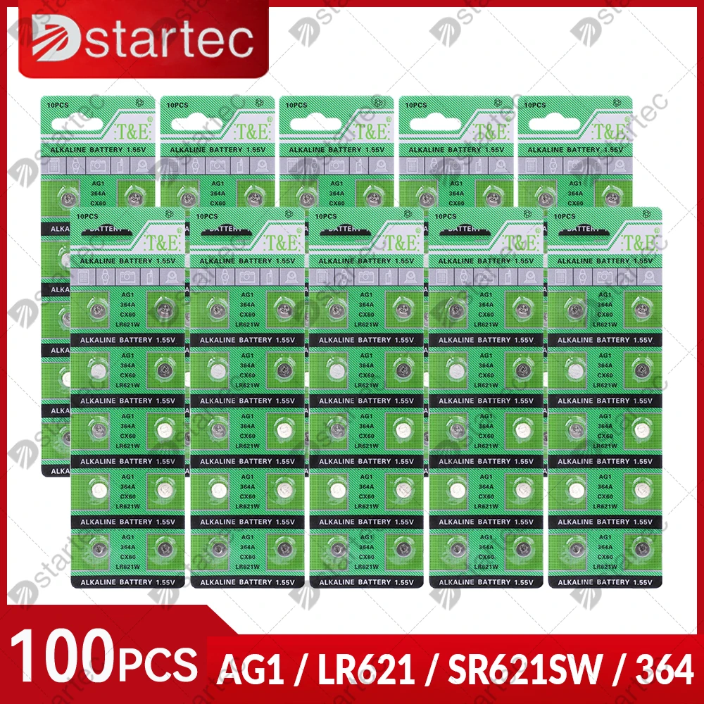 Dstartec 100 Pz Sr621Sw 364 363 Lr621 164 Ag1 1.55V Batteria Alcalina Per Orologio A Bottone; 100% Sicuro Senza Mercurio