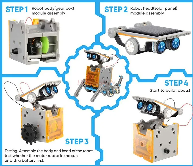 12-in-1 Education Solar Robot Toys -190 Pieces DIY Building Science Experiment Kit for Kids Aged 8-10 and Older,Solar Powered